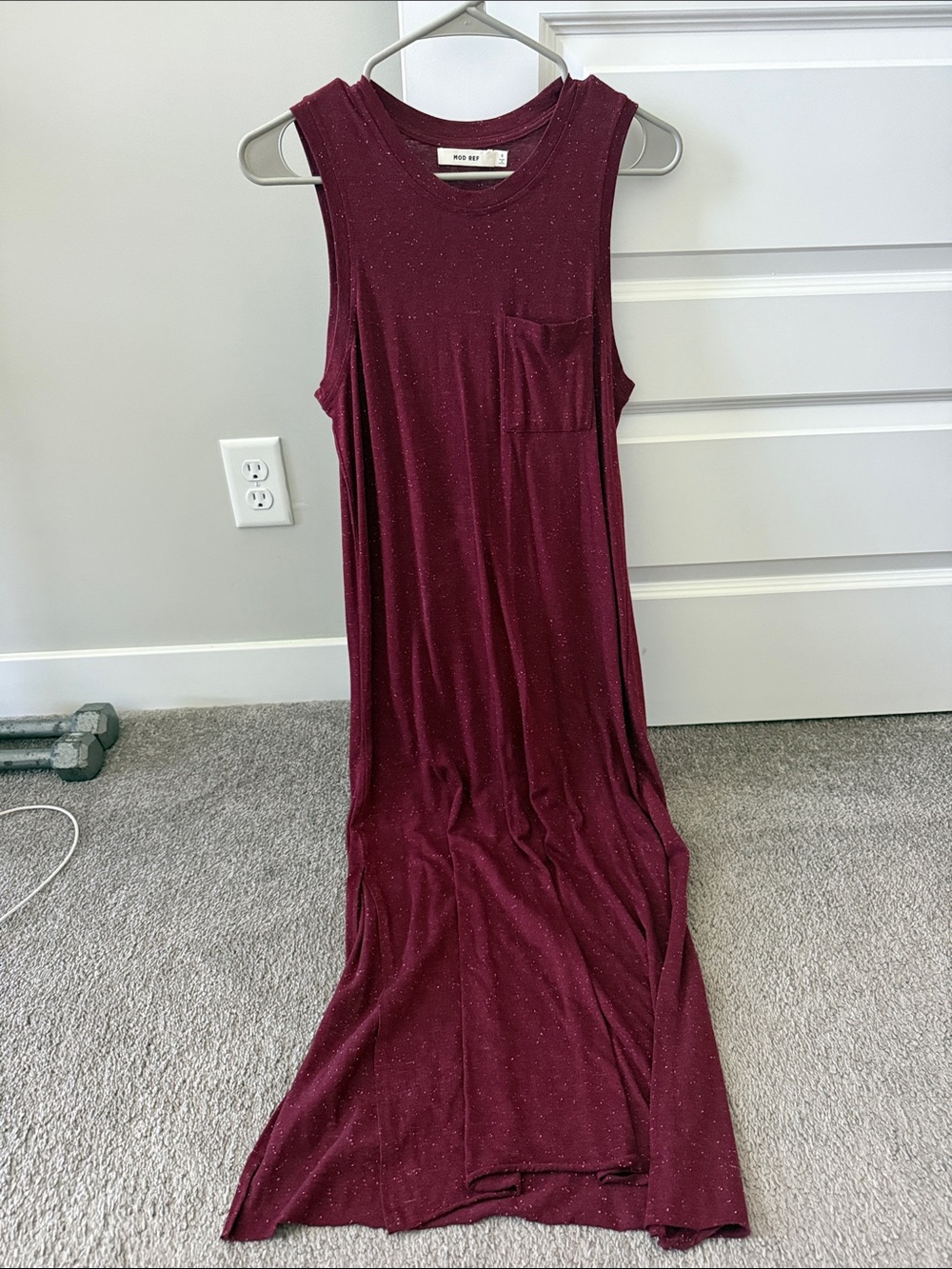 Mod Ref Sleeveless Pocket Maxi Dress in Wine Speckle